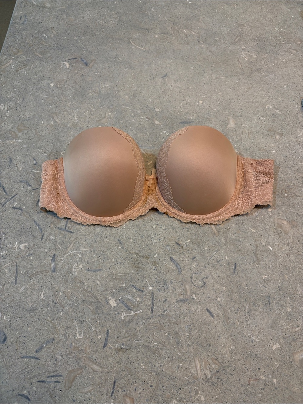 Victoria Secret Strapless Lace-Trim Push-Up Bra in Nude
